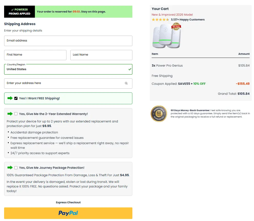 Power Pro Genius Checkout Page