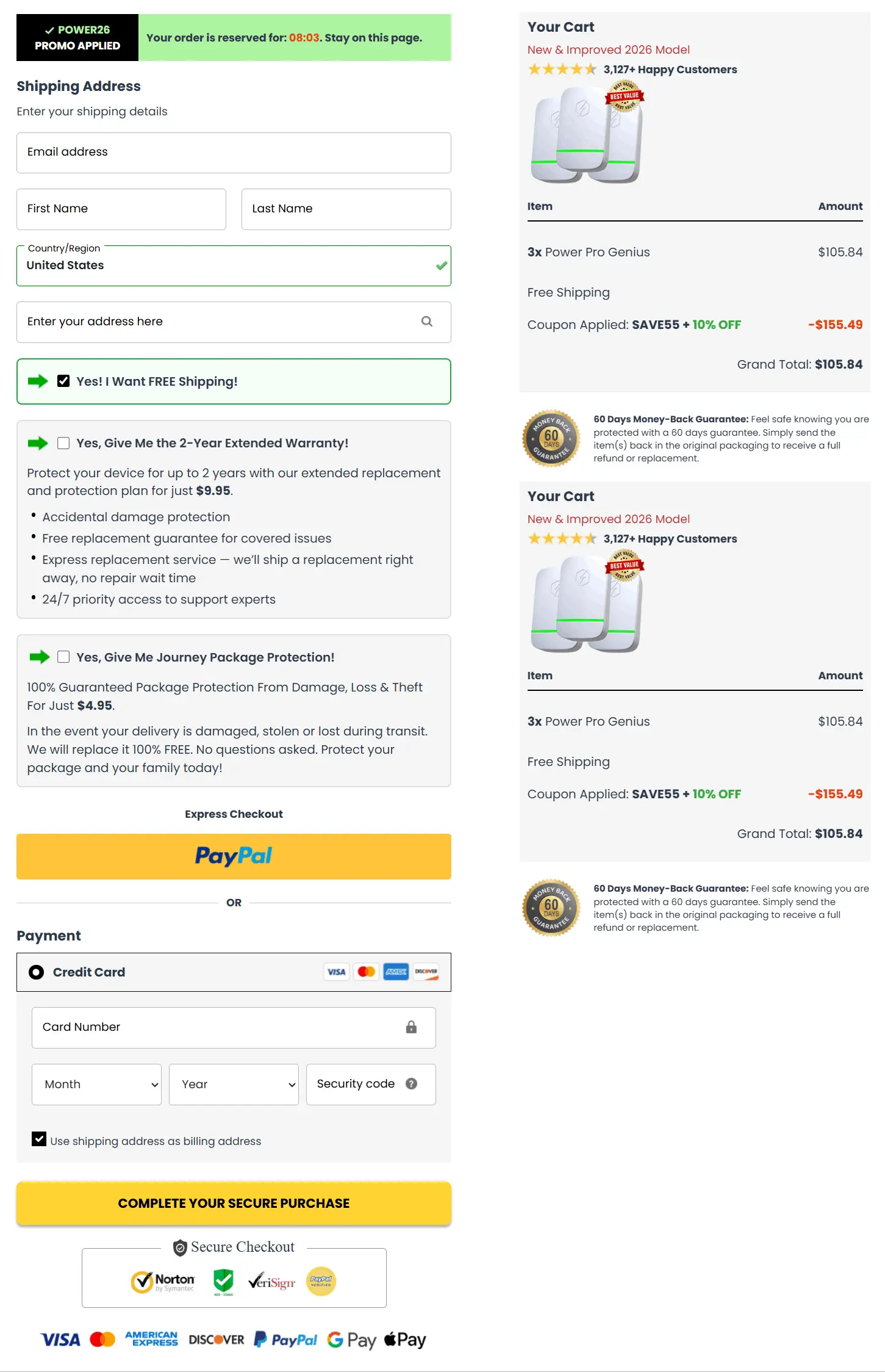power pro genius secure checkout page